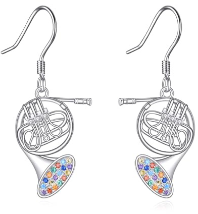Waldhorn-Ohrringe aus 925 Sterling Silber, Musik-Ohrringe für Frauen, Waldhorn-Schmuck, französische Geschenke.