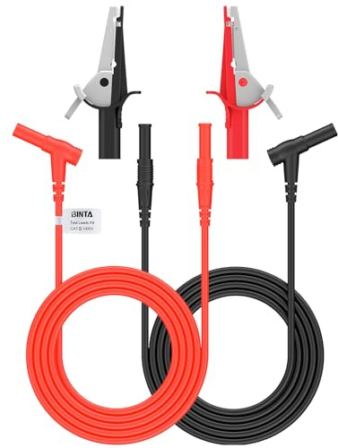 BINTA 2PCS Pinces Crocodiles Robustes Sondes de Test avec Fiche Banana 4mm Longueur 1 Mètre pour les Tests Électriques Domestiques, Automobiles et Industriels