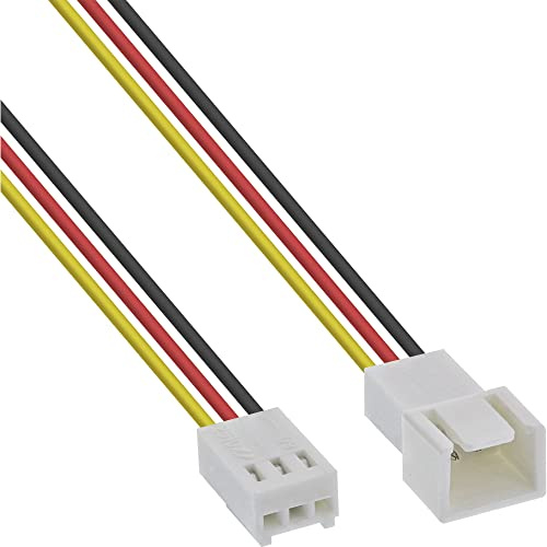 InLine Lüfterkabel Verlängerung 3pol Molex Stecker auf Buchse mit Tachosignalübertragung für PC Lüfter Gehäuse Lüfterkabel, 1m, 33328N