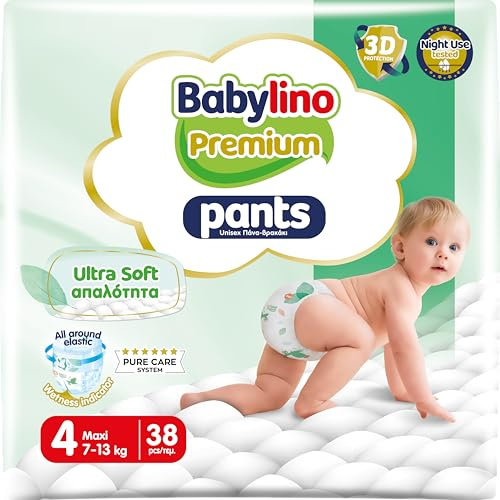 Babylino Premium Pants, Pañal Braguita Talla 4 con filtro Ultra Soft, Maxi (7-13 kg), 38 unidades