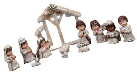 Statue di Natività Set di Personaggi Resine Decorazioni natalizie Scena di Carriera Minaiture Figure Ornamenti Per Cappotto E Regalo Religioso