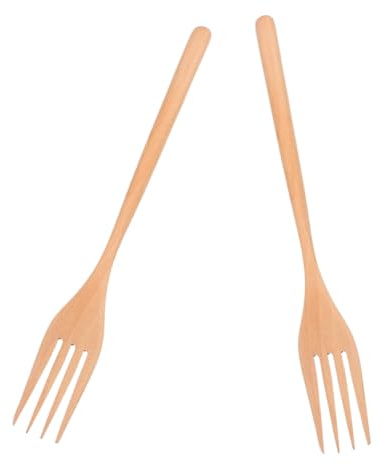 PHENOFICE 2 pezzi Forchette in Legno per Insalata Forchetta Lunga Artigianale per Mescolare e Servire Strumenti Riutilizzabili per Cucina e Ristorante Design Resistente per Insalata e Pasta