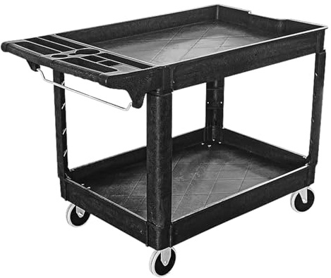 Carrello portautensili multifunzionale a doppio strato con manici larghi, scomparti multipli e ruote girevoli silenziose, ideale per meccanici e appassionati di fai da te