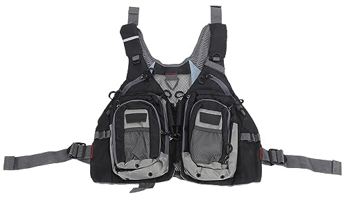 Baxnore Gilet da Pesca a Mosca Multitasche Leggero Traspirante Regolabile Gilet da Pesca con Strisce Riflettenti per Uomo Donna Attrezzatura da Pesca all'aperto Tessuto Oxford tagl (Nera)