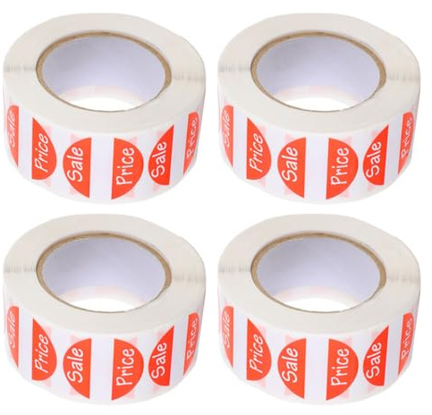 JOINPAYA Etiquetas Adhesivas Redondas para Precios 4 Rollos 500 Unidades Cada Uno Papel Resistente para Carteles de Oferta en Supermercados y Comercios Minoristas