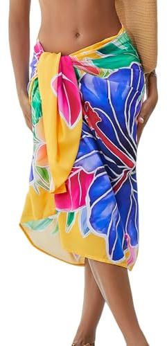 OIZEN Damen Badeanzug Pareo Strand Cover Up mit hohem Schlitz, bedruckter Wickelrock für Bikini Bademode, Sommerurlaub und Party
