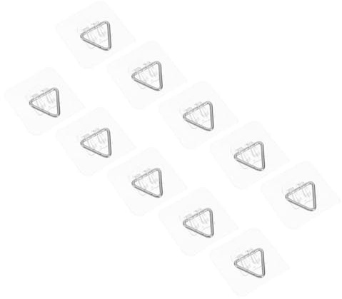 HAMPPLIES Lot de 10 Crochets Adhésifs Invisibles pour Tableaux et Assiettes Murales, Supports Robustes sans Perçage 5,7 X 5,7 Cm, Adaptés Surfaces Lisses, Fixation sans Trace pour