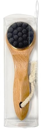 Spazzola Viso a Secco Scrubber Con Manico In Legno Per Naso Mascella Collo