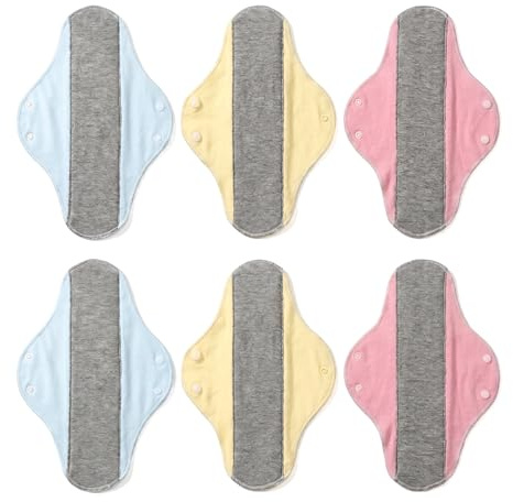 6 Pack Reusable Incontinence Pads with Graphene Technology -Leak-Proof & Waterproof Washable Incontinence Pads, Soft Comfortable Sanitary Pads for Women, Heavy Duty Absorbent Underpads for Elderly Car