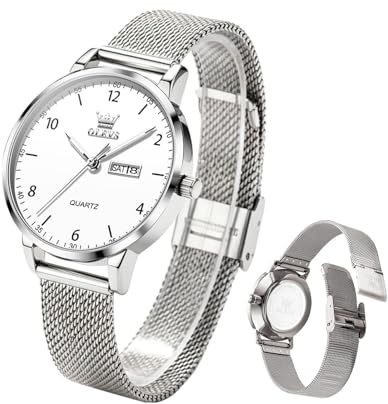 Raitown Damenuhr Edelstahl, Mailänder Armband, 8 mm ultradünnes Zifferblatt | Japanisches Quarzwerk, schlichtes Design, Freizeitmodell für moderne Frauen (Roségold, Schwarz, Weiß)