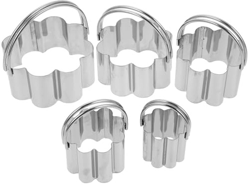 Healeved Set de 5 Cortadores de Galletas y Círculo de Mousse de Acero Inoxidable, Moldes para Hornear Borde Liso, Fáciles de Desmoldar y Conservar Forma, Utensilios para Decorar Tartas