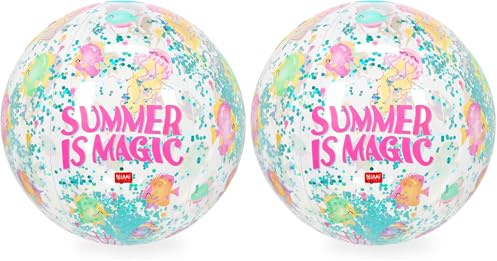 Legami - Palla da Spiaggia Gonfiabile, Beach Ball, Pallone Gonfiabile in PVC, Morbido per Bambini, Feste Mare, Gonfiabile per Giocare Calcio Pallavolo, Diametro 40 cm (Confezione da 2)
