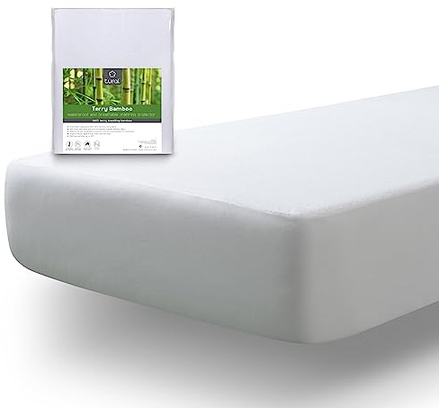 Tural Protector de Colchón 120x190/200cm Rizo de Viscosa de Bambú Impermeable Certificación Oeko-Tex Transpirable