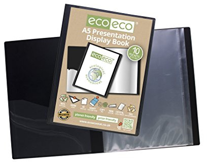 eco-eco A5 50% recyceltem 10 Pocket schwarz Ordner Präsentation Display Book