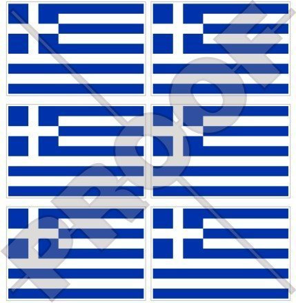 GRIECHENLAND Griechische Flagge Hellas, Griechisch 40mm Mobile, Handy Vinyl Mini Aufkleber, Abziehbilder x6 Stickers