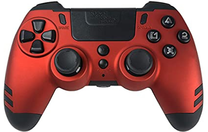 Steelplay, METALTECH, manette de jeu sans fil pour PS4, gamepad avec double système de vibration, manette bluetooth compatible avec PS4, PS3 et PC - Rouge