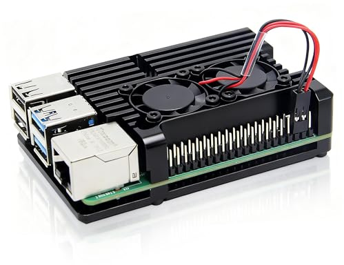 Geekworm Rüstung Kühlkörper Gehäuse/Aluminium Legierung Passive Kühlung Gehäuse mit dual kühlung Fan für Raspberry Pi 4 Model B 8GB/4GB/2GB