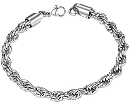ChainsHouse Edelstahl Damen Herren Armband 3mm/6mm breit Weizenkette/Kordelkette Armskette für Valentinstag Weihnachten