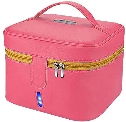 Tragbar UV Sterilisator Beutel, LED UV-C Sterilisator Desinfektionsbeutel Desinfektionsbox für Telefon, Maske, Kleidung, Brille, Make-up-Werkzeuge, Unterwäsche (Pink)