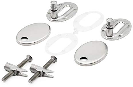 LUVETT WC-Sitz Befestigung XXL Exzenter, Spezial Scharnier Set C8502G, Edelstahl, Farbe:Edelstahl