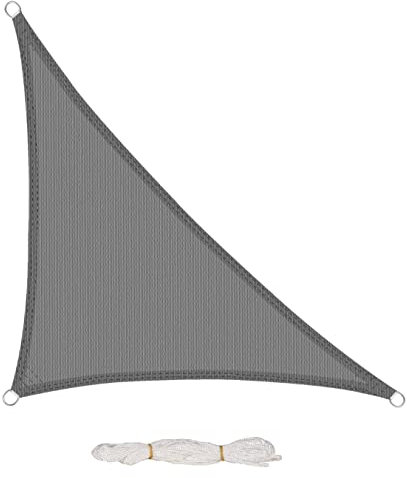 EUGAD Sonnensegel, dreieckig, 2,5 x 2,5 x 3,5 m, UV-Schutz, Sonnensegel, dreieckig, atmungsaktiv, aus HDPE 200 g/m², Grau, 0181ZYF