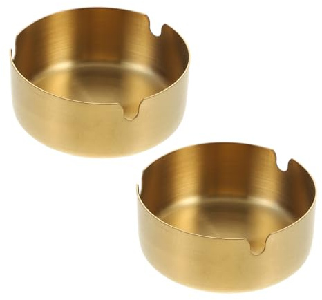 Artibetter Cenicero De Acero Inoxidable Redondo Compacto Para Interior Contenedor De Cenizas Pequeño Para Hogar Oficina Y Decoración Juego De 2 Unidades