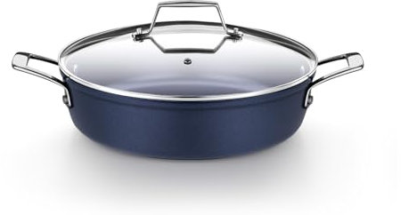 MONIX Diamond | Cacerola baja 24 cm, aluminio forjado, fondo full induction, sin PFOA, antiadherente, apta para todo tipo de cocina incluida inducción