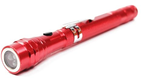 FIRST4MAGNETS MagTorch Magnetic Torch with Extendable Flexible LED Light for DIY, Crafts, Carpentry and Tradesmen - Red