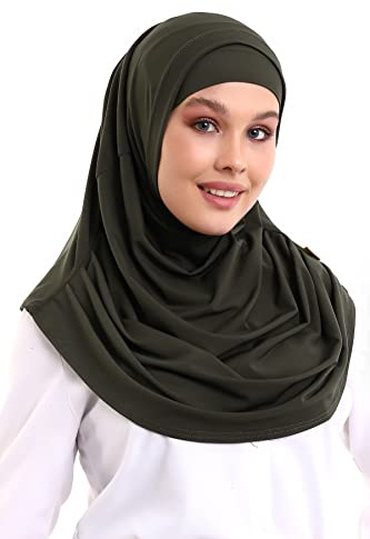 ihvan online, Hijab musulman pour femme, prêt à porter, doux, léger et confortable, bandana long, kaki, taille unique