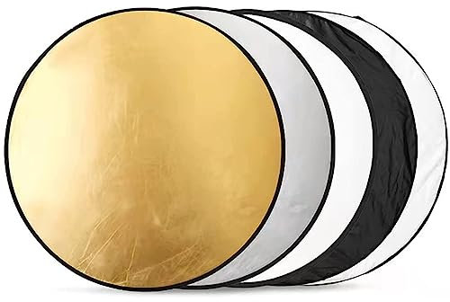 SJBAUTYO 5 en 1 Réflecteur de Lumière, 60cm Pliable Réflecteur Lumiere Photo, Panneau Réflecteur Photo Pliable Multi-Disques,Réflecteur De Lumière pour Portrait,Selfie,Photographie De Mariage