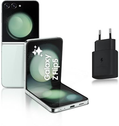 Samsung Galaxy Z Flip5 Smartphone Android 5G avec Galaxy AI, 512 Go, Chargeur Secteur Rapide 25W Inclus [Exclusivité Amazon], Smartphone déverrouillé, Vert d'eau, Version FR