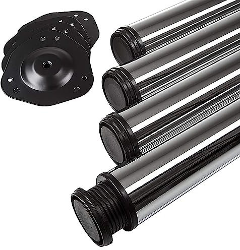 SOTECH 4 Stück Tischbeine Höhe 710 mm Ø 76/80 mm Stahl verchromt | belastbar bis 300 kg (75 kg pro Stück), Schreibtischbeine mit 32 mm Höhenverstellung Tischfüße