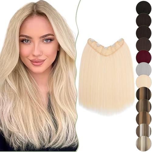 SEGO Extensions wie Echthaar U-FÖRMIG 5 Tressen Hair Extensions Clip in Haarverlängerungen Haarteile günstig für Voller Kopf 45 cm 160g Hellblond