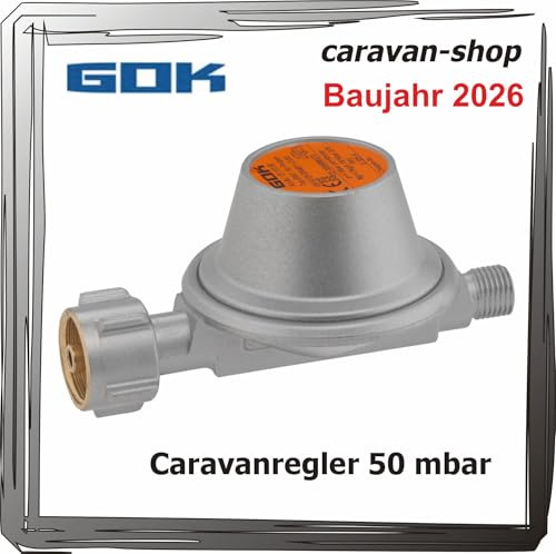 GOK Druckregler 50 mbar für Caravan/Wohnmobil Gas Wohnwagen