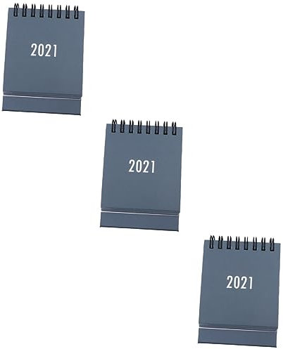 ABOOFAN Mini-kalenderkarte Für 2021 Solide Mini-tischkalender Für Büro Schule Zuhause Desktop-memo Grau 3 Stück