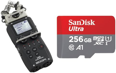Zoom - H5 - Tragbarer 4-Spur-Recorder mit herausnehmbaren Kapseln & SanDisk Ultra Android microSDXC UHS-I Speicherkarte 256 GB + Adapter