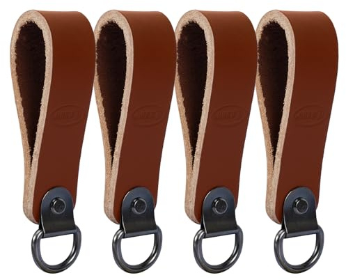 KUNN Leather Tool Belt Suspender Loops, 4-Piece Suspender Accessories Heavy Duty Suspender Strap Belt Connectors