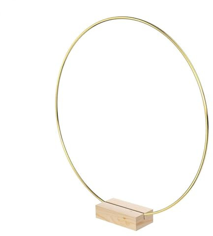 Wambere 1 Stück 30cm Metallringe,Runden Deko Ringe,Metallring mit Fuß,DIY Floral Hoop Wandbehang,Holzständer Kranz,Handwerk Floristik,Hochzeitskranz für Hochzeit Dekor,Weihnachtsbasteleien,Gold