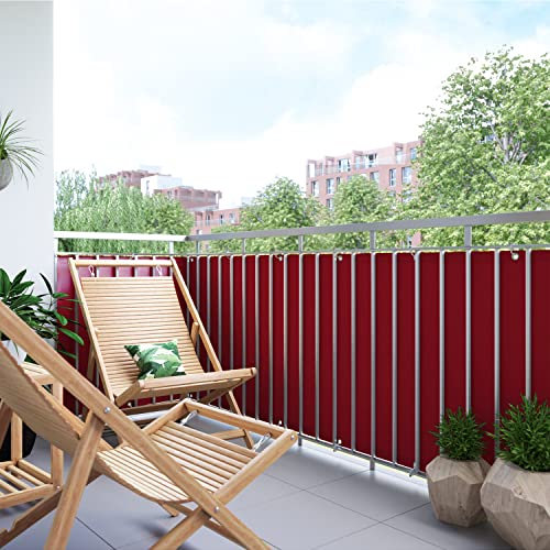 BalkonsichtschutzZaunblende Sichtschutz Blickdicht Polyester mit Ösen für Balkon Sichtschutz - Dunkelgrün 100x750cm