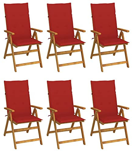 qohoio Klappbare Gartenstühle 6 STK. mit Auflagen TerrassenstüHle CampingstüHle Set Klappbar StüHle FüR DraußEn BalkonstüHle Massivholz Akazie - 3064125