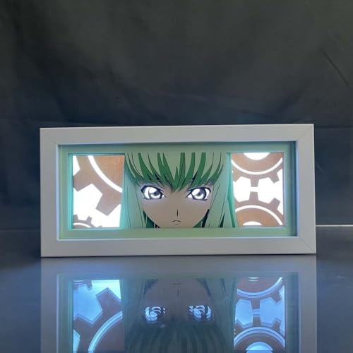 Zhongkaihua Anime Light Box Lampe LED 3D Nachtlicht Kunstschnitt Papier Schnitzerei Code Geass Lelouch of The Rebellion Figur Lampe Home Room Desk Dekorationen