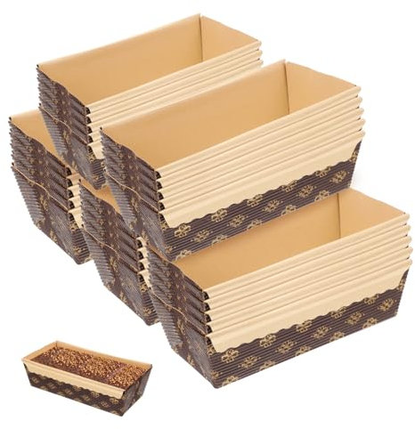 CIYODO Teglie Di Carta Per Plumcake Rettangolari Usa e Getta Resistenti Alte Temperature Pirottini Di Carta Per Torte Set Da 25 Pezzi Per Cucina Dessert e Antipasti