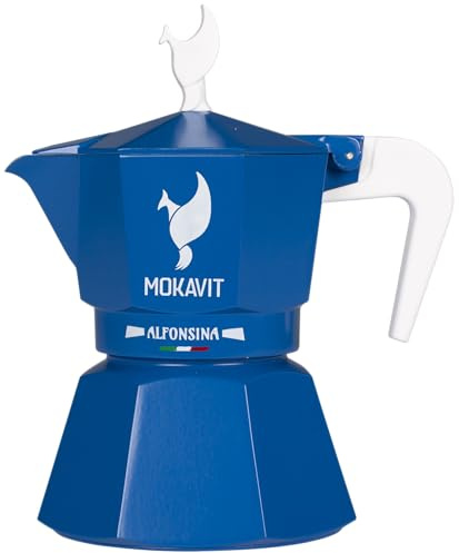 MOKAVIT Alfonsina - Caffettiera per Induzione 3 Tazze, Moka Made in Italy (Blu)