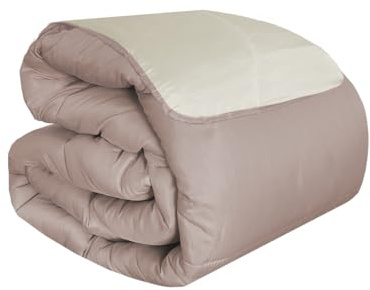 Acomoda Textil - Edredón Nórdico Reversible. Relleno Nórdico Microfibra 350 gr/m². Edredón Bicolor Cálido y Ligero de Invierno. (Topo/Beige, 180x260 cm)