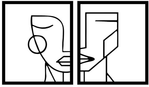 AREDE Metall Wanddekoration Abstrakte Gesichter Abstrakte Metallwandkunst für Schlafzimmer, Badezimmer, Wohnzimmer, Zuhause | 97 x 57 cm | Dekoration aus Aluminium verbund | Schwarz