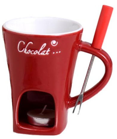 Schokofondue Set,Schokoladen Fondue Becher,130ml Keramik Schmelztopf Becher Mit Fondue Gabel,Schokoladen-Käse-Butter-Schmelzbecher, Teelicht Kerzen Schmelztopf Zum Schmelzen Von Süßigkeiten & Karamell