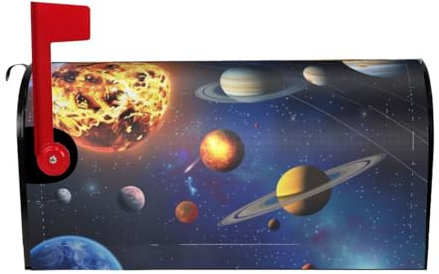 Outer Space Solar System Printed Fall Mailbox Cover Magnetic Standard - Waterproof Mailbox Wraps Post Letter Box Decor Garden Yard Farmhouse Decoration Letter Box Cover 25.5x21 in
