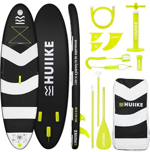 HUIIKE Stand Up Paddling Board mit Zubehör, Paddel, Finnen, Pumpe. Paddle Sup Board Aufblasbar Hohe Stabilität und Widerstandsfähigkeit. 305 x 84 x 15 cm, Belastbar bis 130 kg