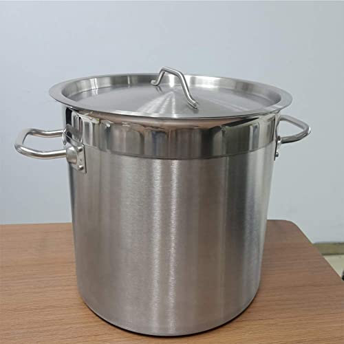 Olla de Acero Inoxidable Olla de acero inoxidable Olla de acero inoxidable con tapa - Olla grande con tapa, olla para sopa de barril redondo con fondo compuesto, olla grande para estofado de