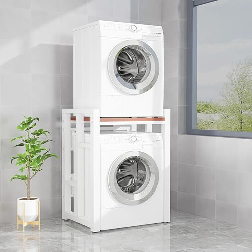Altura Ajustable Mueble Lavadora Y Secadora Vertical Exterior,Estantería Lavadora Con Tablero De Estante,Armario De Lavadora De Tambor,Separador Lavadora Secadora,Estructura De Acero,Para Baño(White/r
